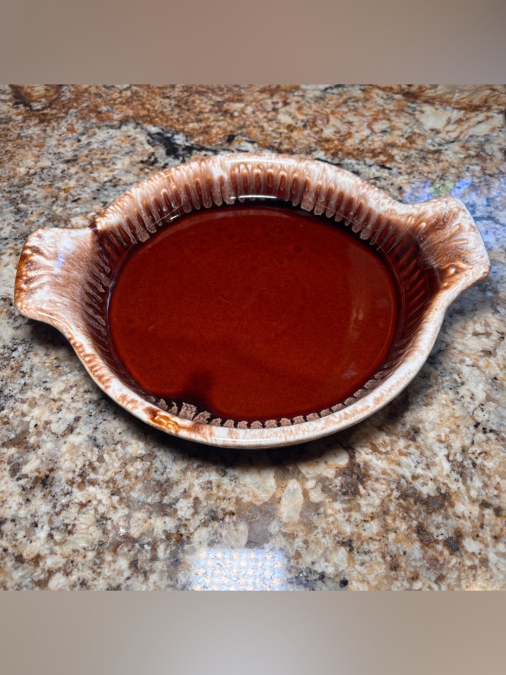 McCoy Brown Drip Glaze #7031 9” Round Casserole Quiche Dish Oven Proof EUC